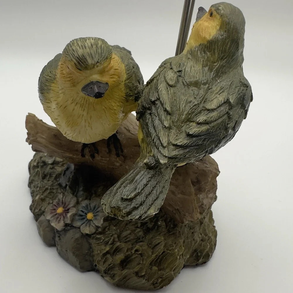 Resin Bird Figurine Photo Holder Double Spiral Wire Stand Vintage Home Decor - Picture 6 of 9